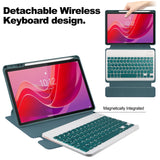 For-Lenovo-Tab-M11-/-Xiaoxin-Pad-11-2024-Case-PU+Acrylic-Tablet-Stand-Cover-with-Bluetooth-compatible-Keyboard-Blackish-Green