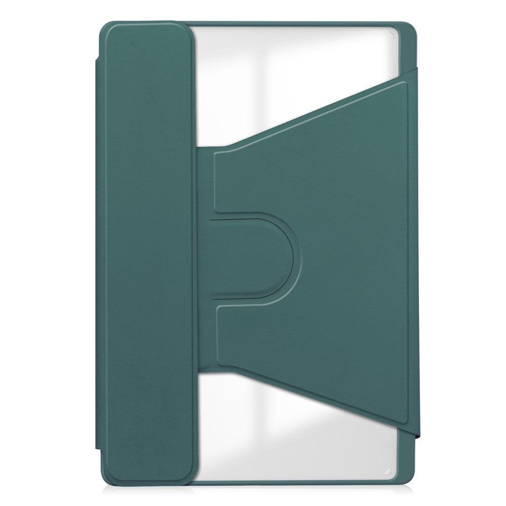 For-Lenovo-Tab-M11-/-Xiaoxin-Pad-11-2024-Case-PU+Acrylic-Tablet-Stand-Cover-with-Bluetooth-compatible-Keyboard-Blackish-Green