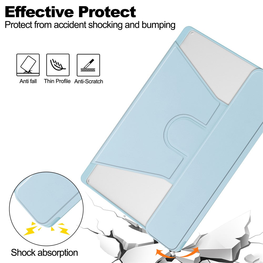 For-Lenovo-Tab-M11-/-Xiaoxin-Pad-11-2024-Case-PU+Acrylic-Tablet-Stand-Cover-with-Bluetooth-compatible-Keyboard-Sky-Blue