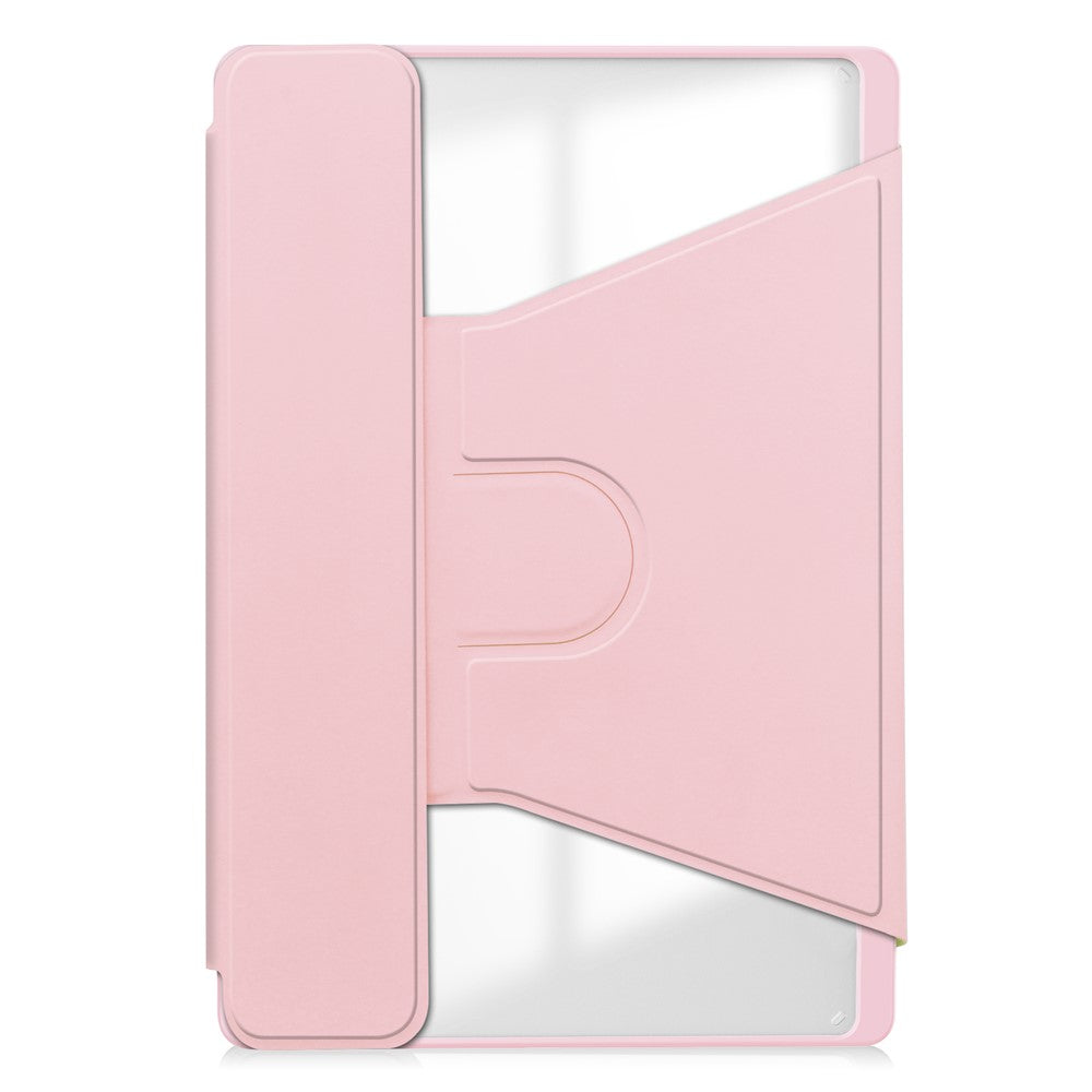 For-Lenovo-Tab-M11-/-Xiaoxin-Pad-11-2024-Case-PU+Acrylic-Tablet-Stand-Cover-with-Bluetooth-compatible-Keyboard-Pink