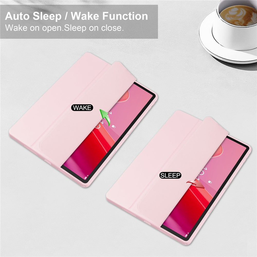 For-Lenovo-Tab-M11-/-Xiaoxin-Pad-11-2024-Case-Anti-Scratch-PU+TPU+Acrylic-Tablet-Cover-with-Pen-Slot-Pink