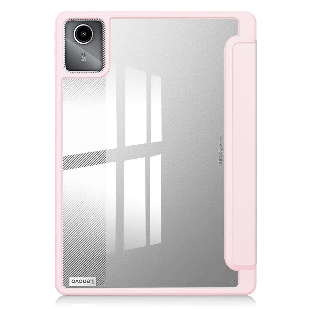 For-Lenovo-Tab-M11-/-Xiaoxin-Pad-11-2024-Case-Anti-Scratch-PU+TPU+Acrylic-Tablet-Cover-with-Pen-Slot-Pink