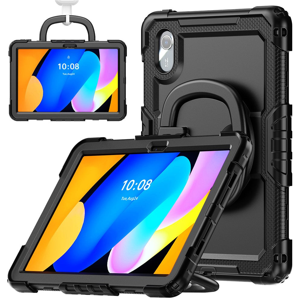 For-Lenovo-Xiaoxin-Pad-11-2025-/-2024-/-Idea-Tab-/-K11-Gen-2-/-M11-/-K11-LTE-(2024)-Case-Kickstand-PC+Silicone-Tablet-Cover-with-Strap-Black