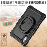 For-Lenovo-Xiaoxin-Pad-11-2025-/-2024-/-Idea-Tab-/-K11-Gen-2-/-M11-/-K11-LTE-(2024)-Case-Kickstand-PC+Silicone-Tablet-Cover-with-Strap-Black