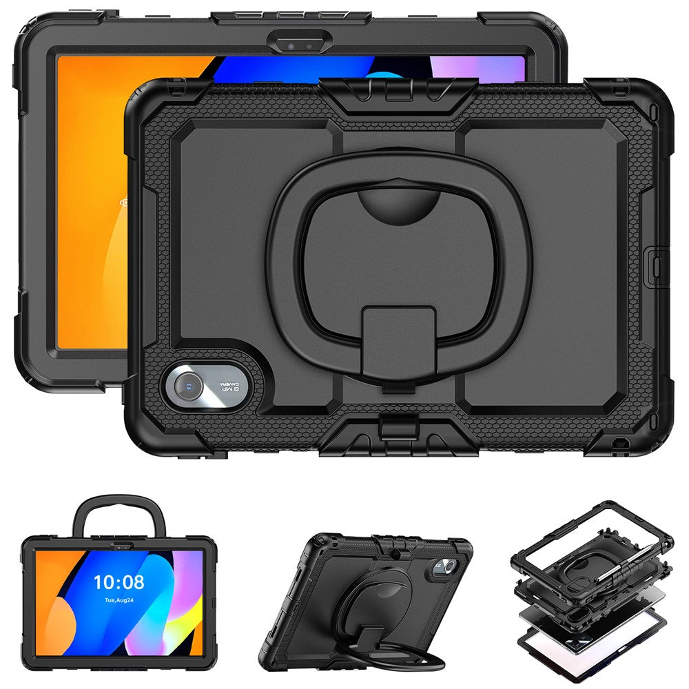 For-Lenovo-Xiaoxin-Pad-11-2025-/-2024-/-Idea-Tab-/-K11-Gen-2-/-M11-/-K11-LTE-(2024)-Case-Kickstand-PC+Silicone-Tablet-Cover-with-Strap-Black