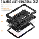 For-Lenovo-Xiaoxin-Pad-11-2025-/-2024-/-Idea-Tab-/-K11-Gen-2-/-M11-/-K11-LTE-(2024)-Case-Kickstand-PC+Silicone-Tablet-Cover-with-Strap-Black