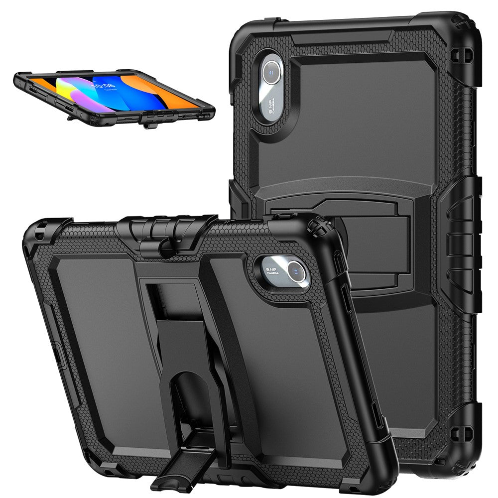 For-Lenovo-Xiaoxin-Pad-11-2025-/-2024-/-Idea-Tab-/-K11-Gen-2-/-M11-/-K11-LTE-(2024)-Case-PC+Silicone-Kickstand-Tablet-Cover-with-Strap-Black