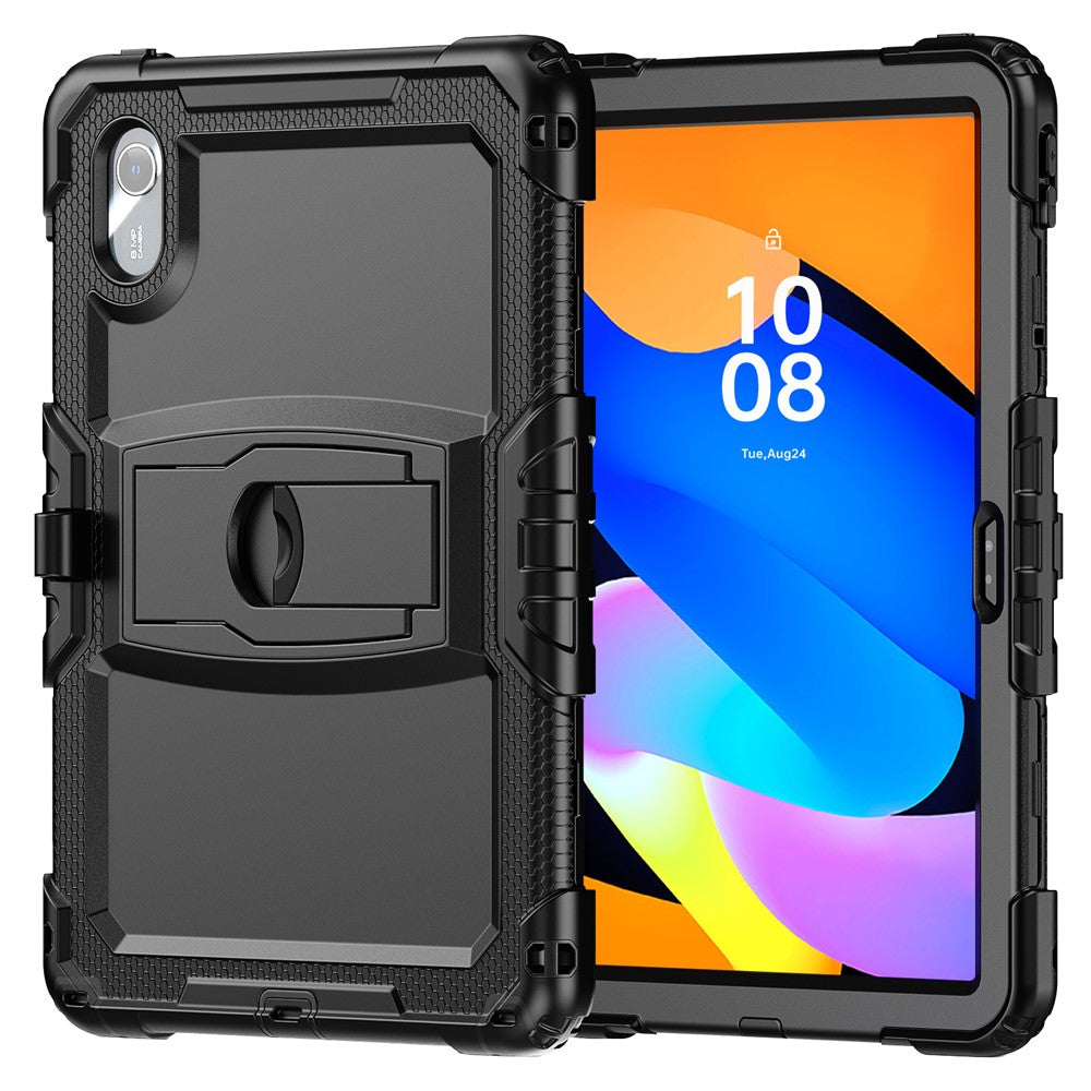 For-Lenovo-Xiaoxin-Pad-11-2025-/-2024-/-Idea-Tab-/-K11-Gen-2-/-M11-/-K11-LTE-(2024)-Case-PC+Silicone-Kickstand-Tablet-Cover-with-Strap-Black