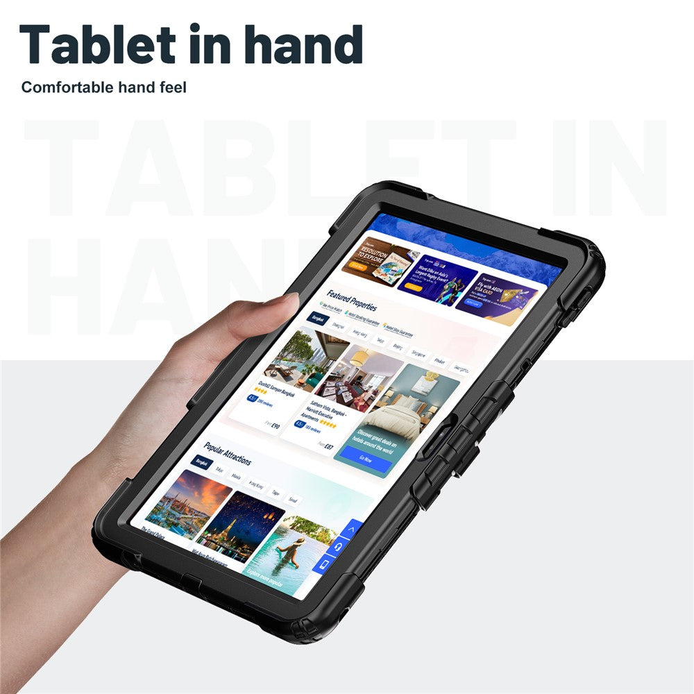 For-Lenovo-Xiaoxin-Pad-11-2025-/-2024-/-Idea-Tab-/-K11-Gen-2-/-M11-/-K11-LTE-(2024)-Case-PC+Silicone-Kickstand-Tablet-Cover-with-Strap-Black