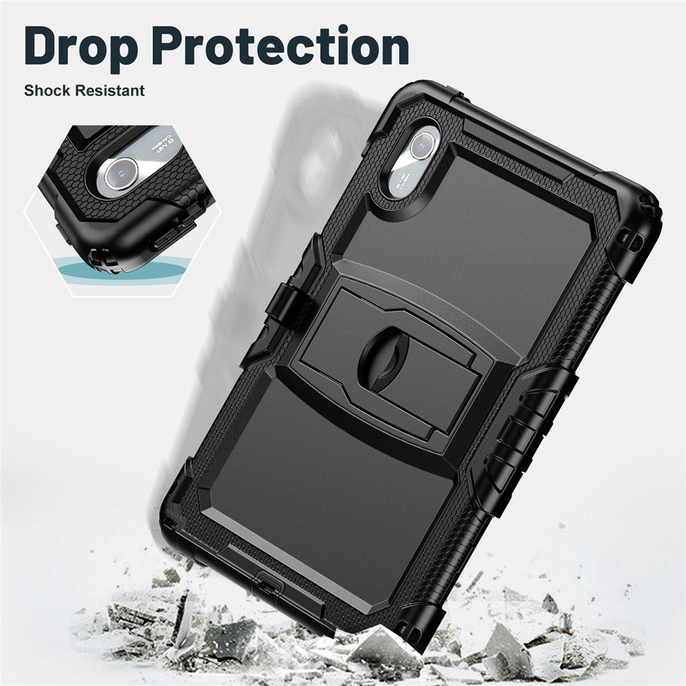 For-Lenovo-Xiaoxin-Pad-11-2025-/-2024-/-Idea-Tab-/-K11-Gen-2-/-M11-/-K11-LTE-(2024)-Case-PC+Silicone-Kickstand-Tablet-Cover-with-Strap-Black