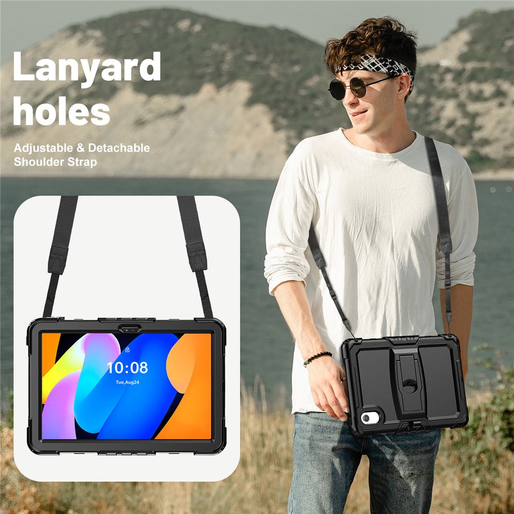 For-Lenovo-Xiaoxin-Pad-11-2025-/-2024-/-Idea-Tab-/-K11-Gen-2-/-M11-/-K11-LTE-(2024)-Case-PC+Silicone-Kickstand-Tablet-Cover-with-Strap-Black