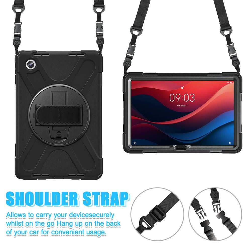 For-Lenovo-Tab-M11-TB-330FU-/-331FC-/-Xiaoxin-Pad-11-2024-Case-PC+Silicone-Tablet-Cover-with-Shoulder-Strap-Black