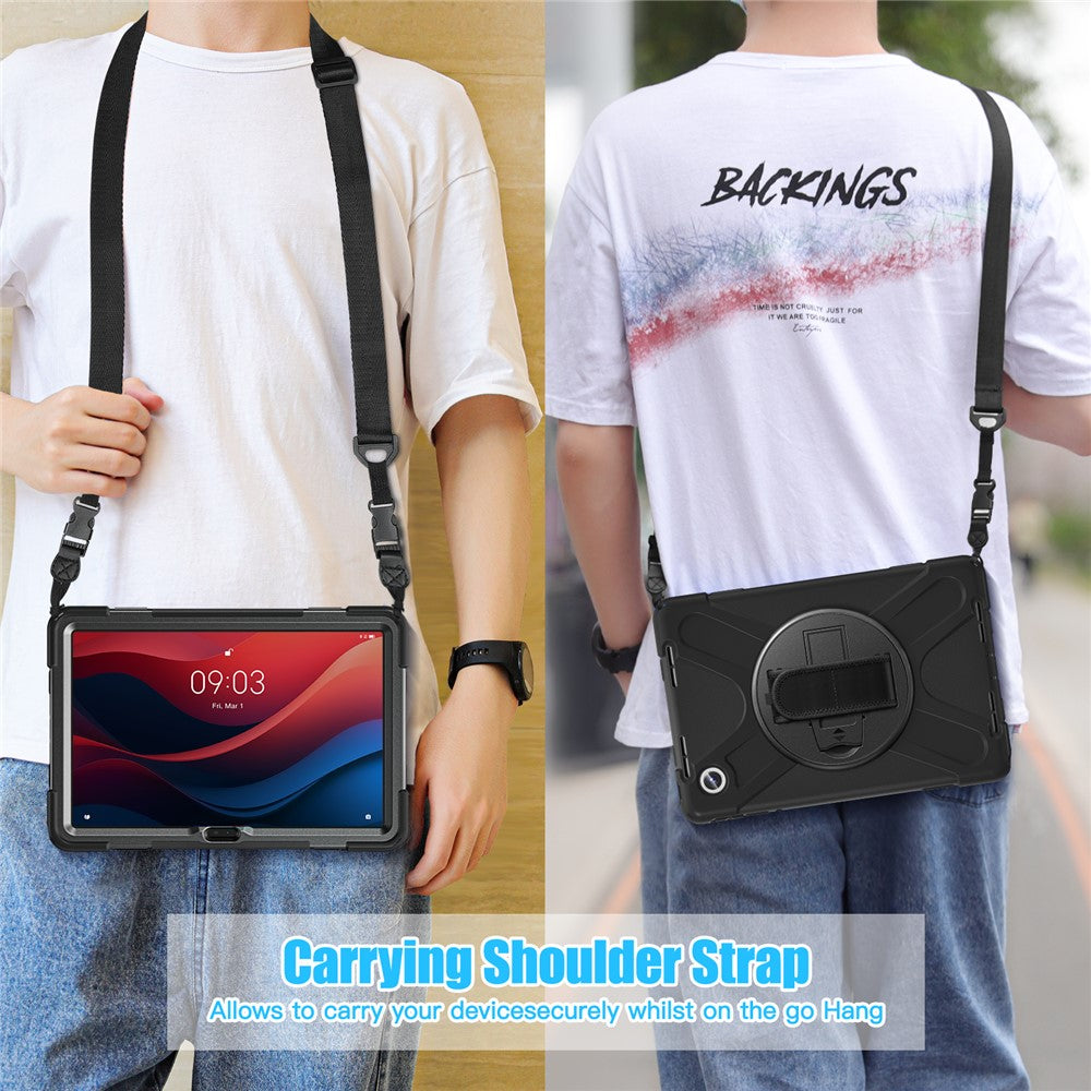 For-Lenovo-Tab-M11-TB-330FU-/-331FC-/-Xiaoxin-Pad-11-2024-Case-PC+Silicone-Tablet-Cover-with-Shoulder-Strap-Black