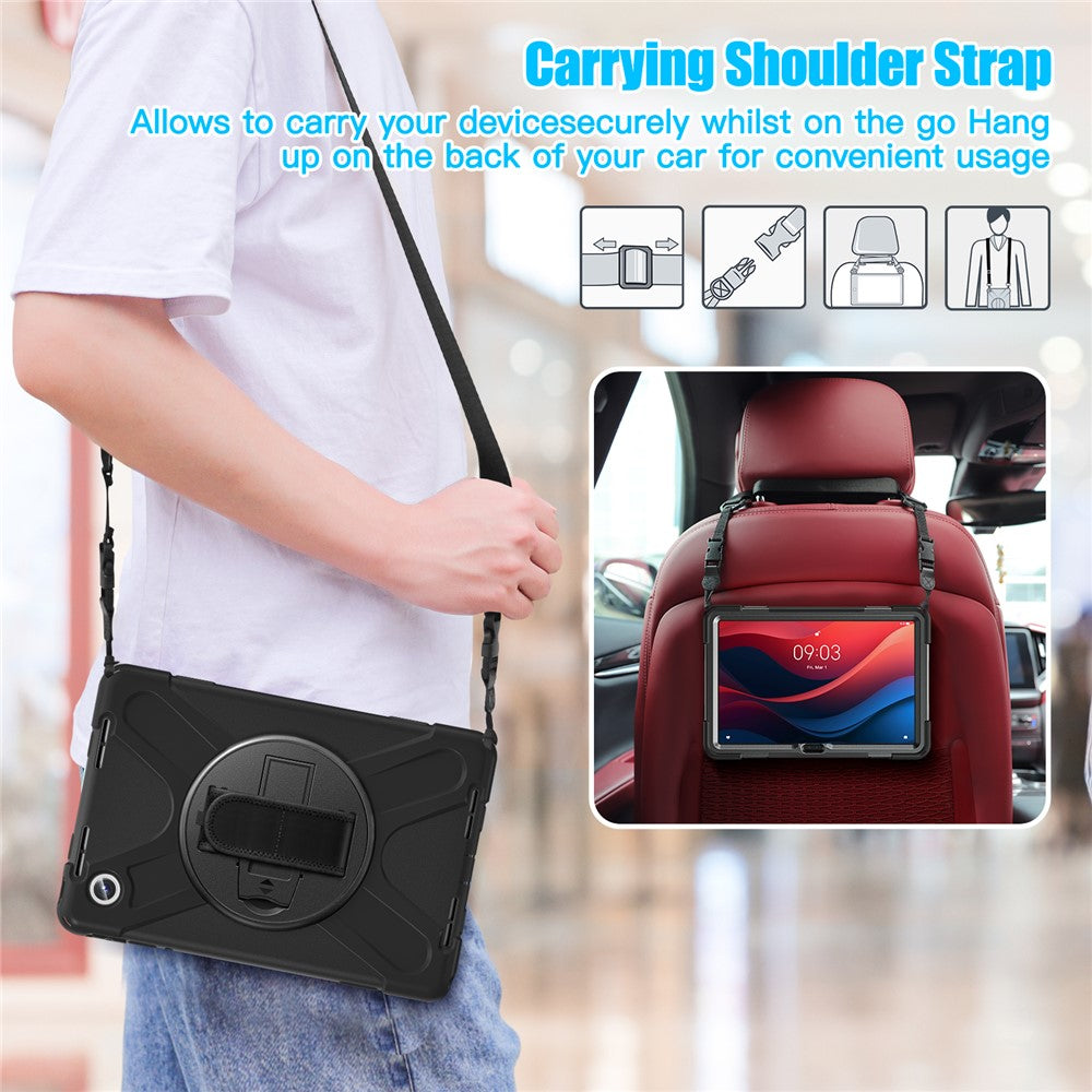 For-Lenovo-Tab-M11-TB-330FU-/-331FC-/-Xiaoxin-Pad-11-2024-Case-PC+Silicone-Tablet-Cover-with-Shoulder-Strap-Black