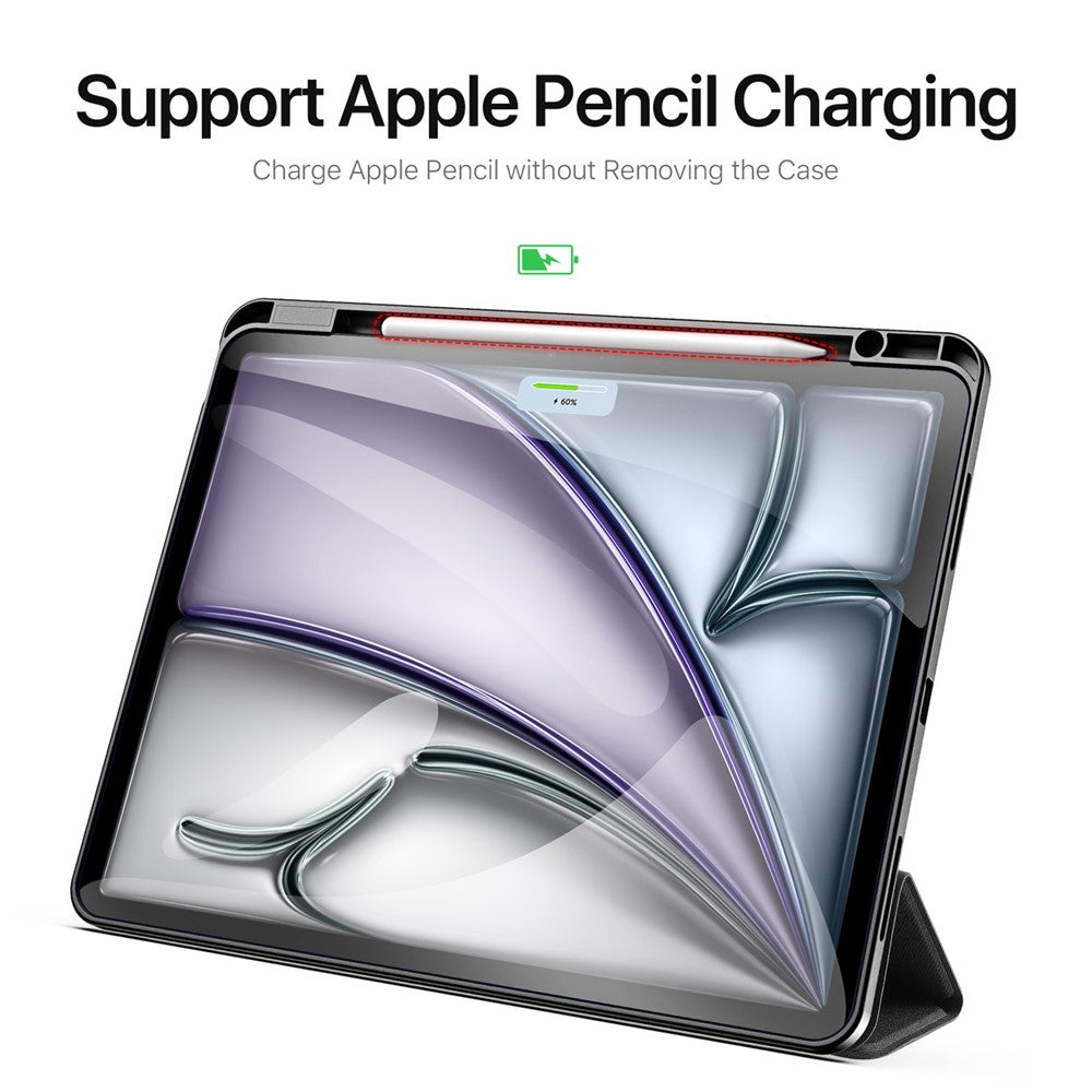 DUX-DUCIS-Domo-Series-for-iPad-Air-13-(2025)-/-(2024)-Case-Tri-Fold-Stand-Leather-Smart-Tablet-Cover-with-Pencil-Holder-Black