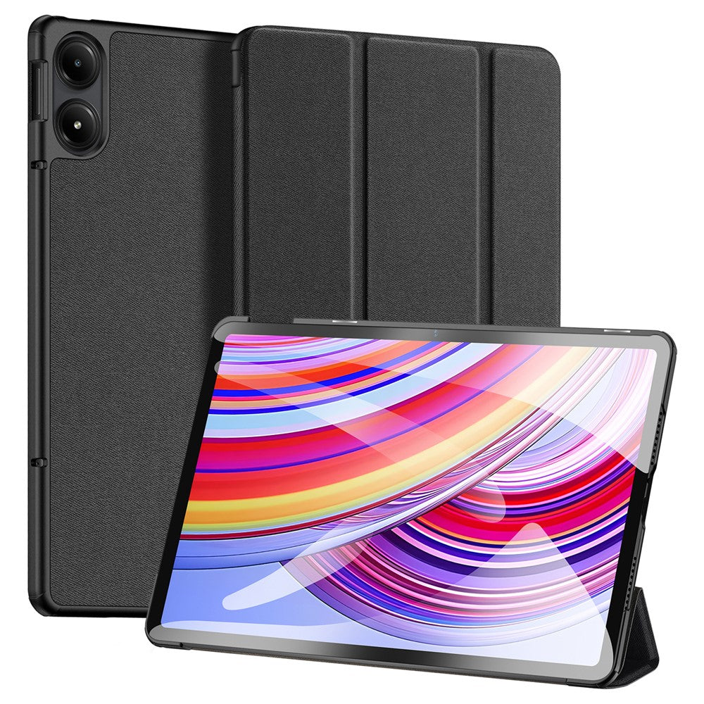DUX-DUCIS-Domo-Series-for-Xiaomi-Redmi-Pad-Pro-/-Pad-Pro-5G-/-Poco-Pad-4G-/-Poco-Pad-5G-Leather-Case-Tri-Fold-Stand-with-Pencil-Holder-Black