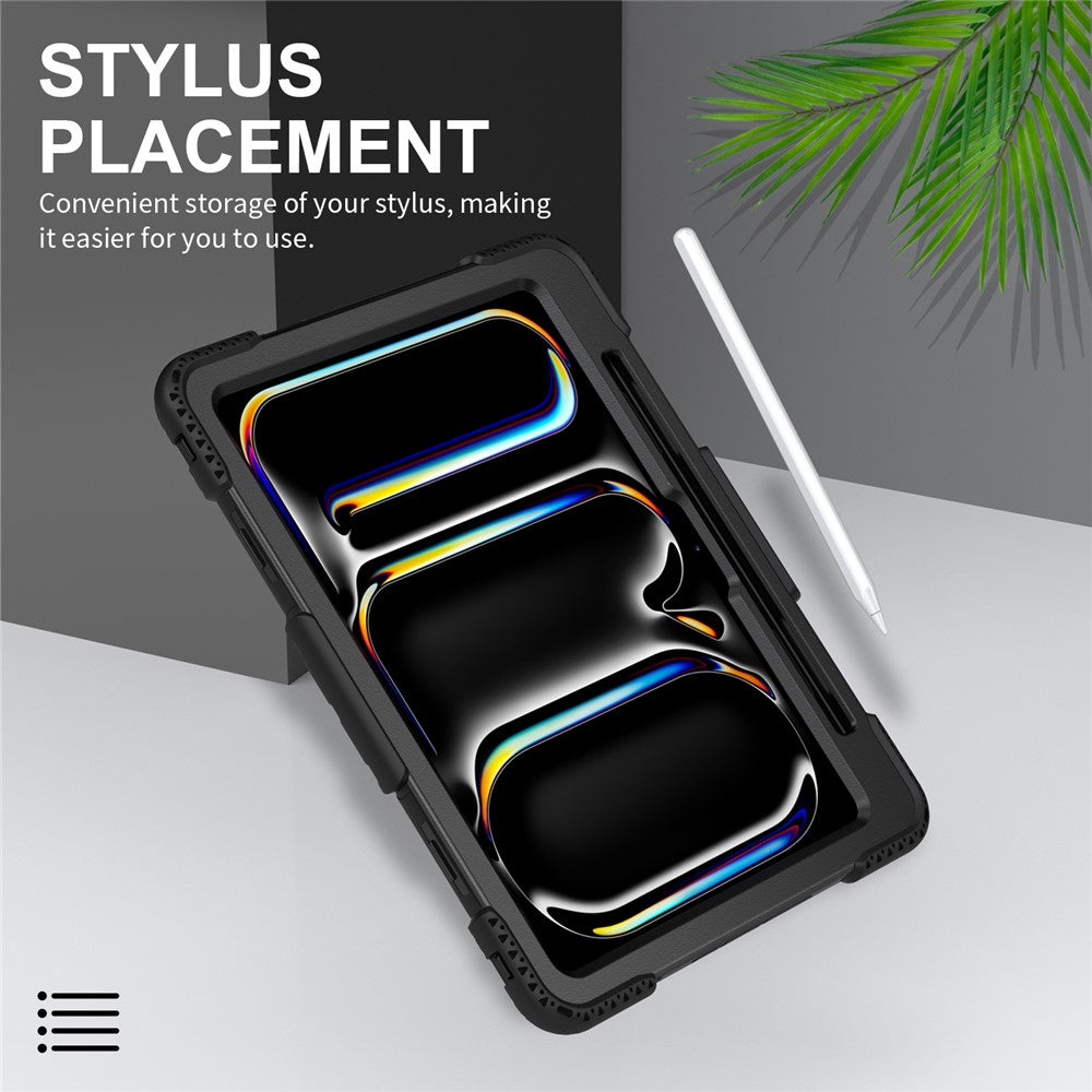 For-iPad-Pro-11-(2025)-/-11-(2024)-Kickstand-Case-Anti-Scratch-Tablet-Cover-with-Shoulder-Strap-Black