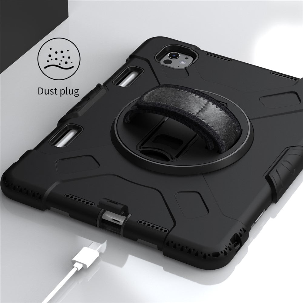 For-iPad-Pro-11-(2025)-/-11-(2024)-Kickstand-Case-Anti-Scratch-Tablet-Cover-with-Shoulder-Strap-Black
