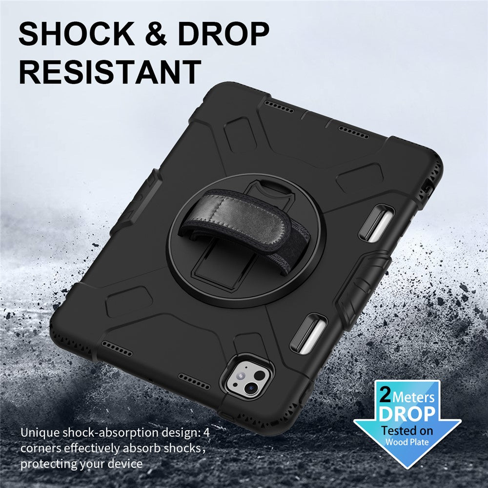 For-iPad-Pro-11-(2025)-/-11-(2024)-Kickstand-Case-Anti-Scratch-Tablet-Cover-with-Shoulder-Strap-Black