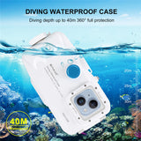 PULUZ-PU9115W-Waterproof-Cover-for-iPhone-14-Pro-/-14-/-13-Pro-/-13-/-12-Pro-/-12-PC-+-Glass-40m-Phone-Diving-Case-(Upgraded-Version)