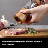 7-inch-Manual-Black-Pepper-Wood-Grinder-Transparent-Acrylic-Pepper-Seasoning-Bottle,-Spec:-Double+Base+Spoon+Steel-Brush+Black-Brush