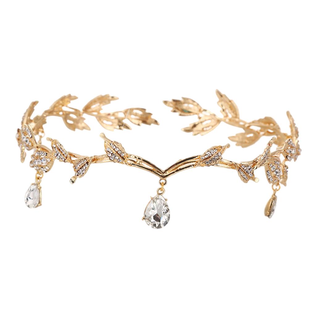 Forehead Chain Headband Crystal Crown for Hair Jewelry Ornament Gold