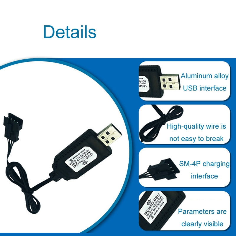 7.4V-18650-Lithium-Battery-USB-Charging-Cable(SM-4P)