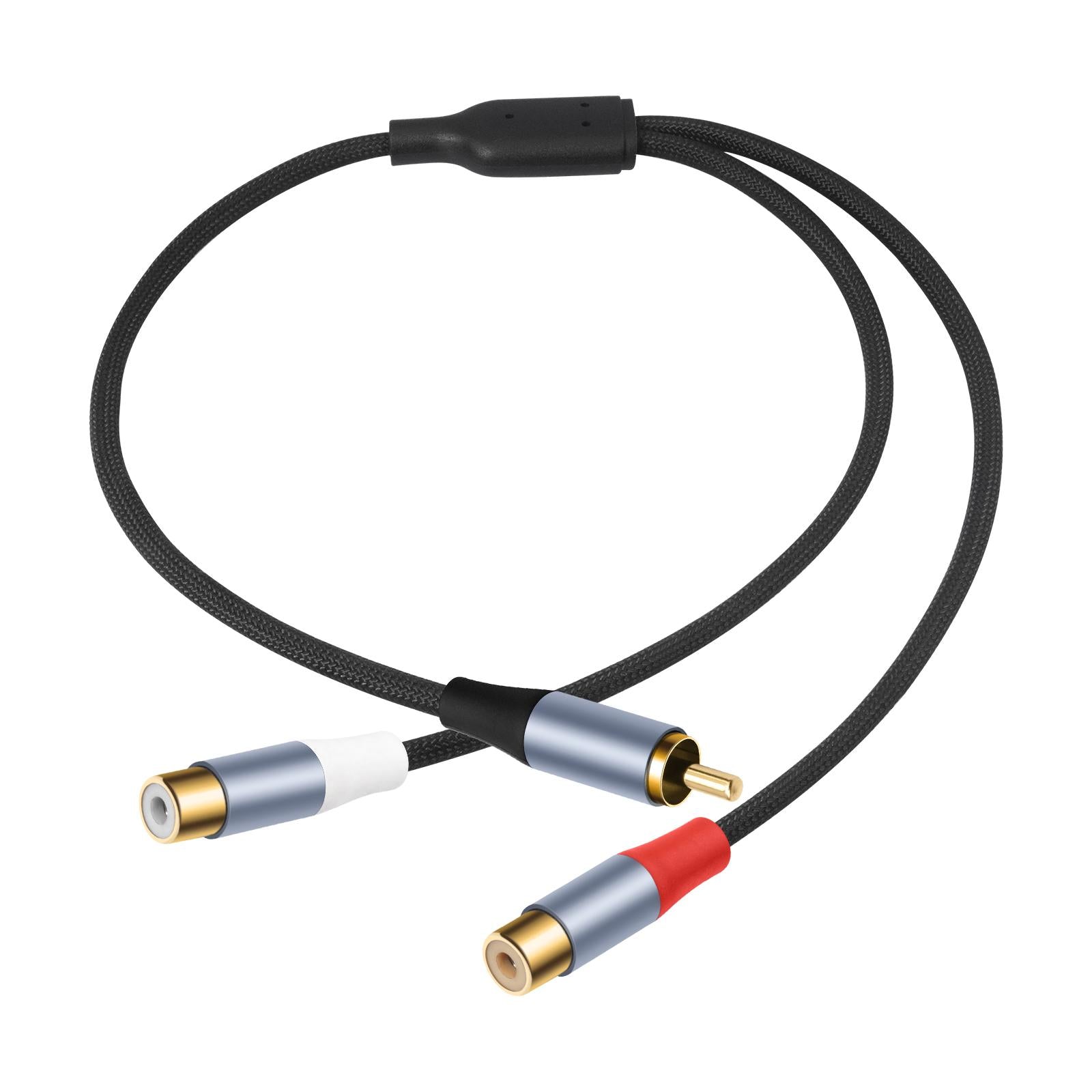 8004MFF-RCA-Male-to-2-RCA-Female-Y-shaped-Splitter-Audio-Cable,-Length:0.5m