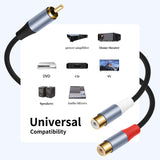 8004MFF-RCA-Male-to-2-RCA-Female-Y-shaped-Splitter-Audio-Cable,-Length:0.5m