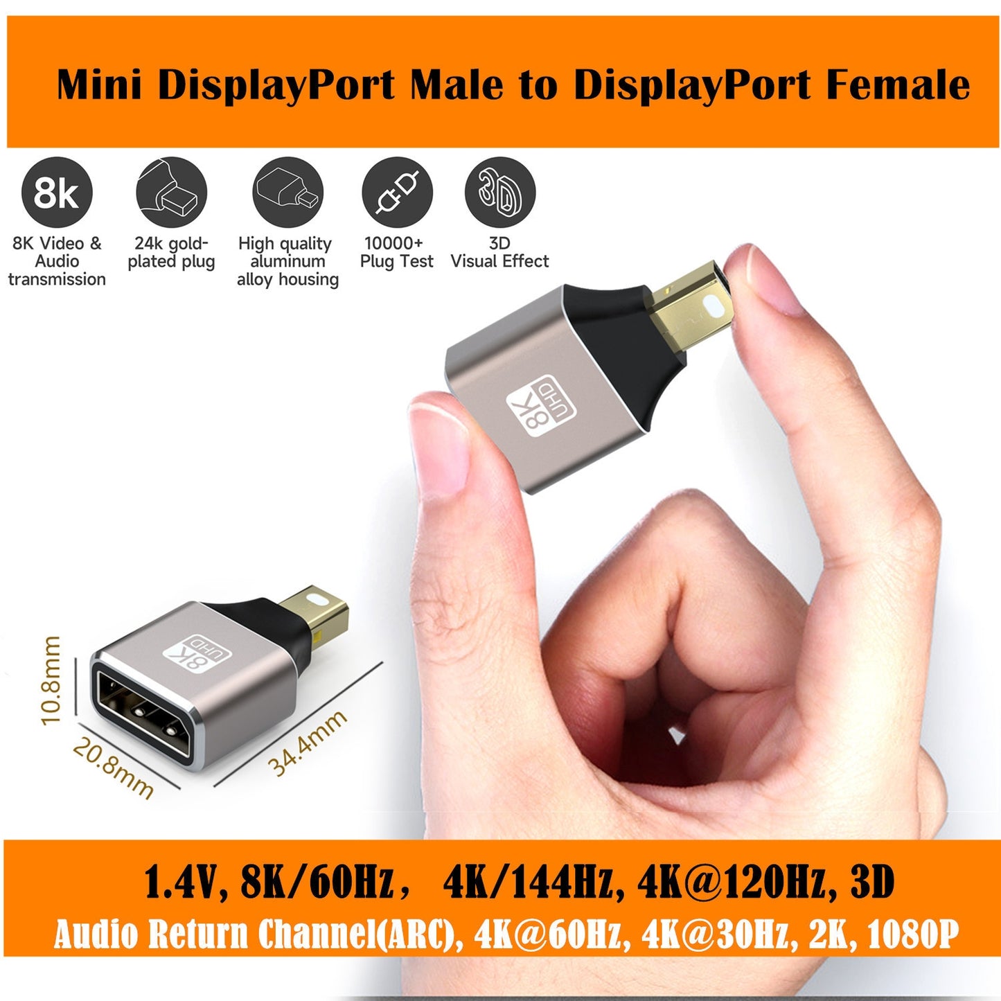 8K-60Hz-Male-Mini-Displayport-to-Female-Displayport-Adapter-DP-Converter