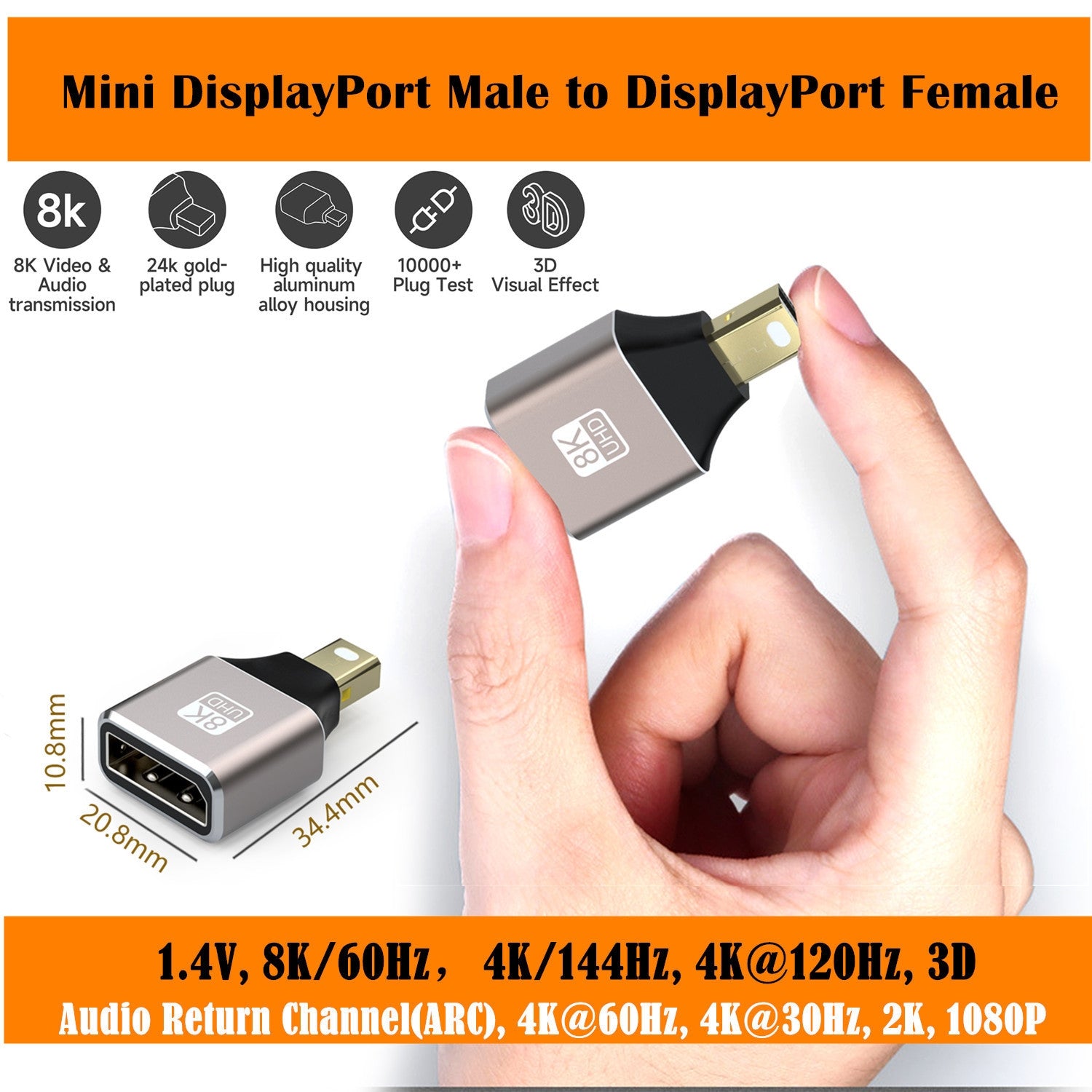 8K-60Hz-Male-Mini-Displayport-to-Female-Displayport-Adapter-DP-Converter