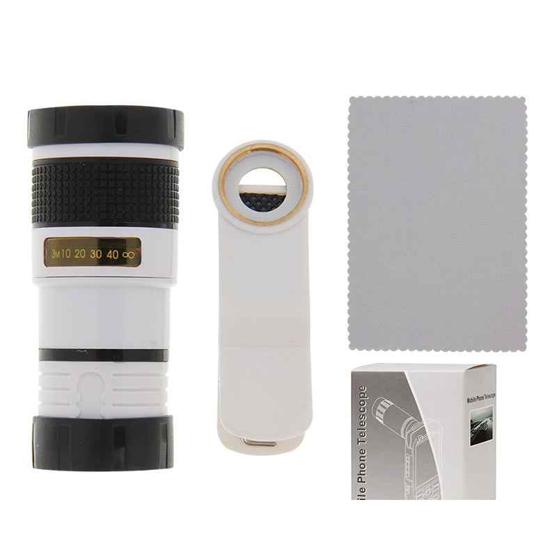 8X-Zoom-Telescope-Telephoto-Camera-Lens-with-Clip(White)