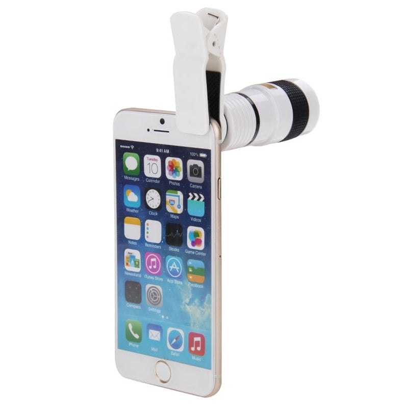8X-Zoom-Telescope-Telephoto-Camera-Lens-with-Clip(White)