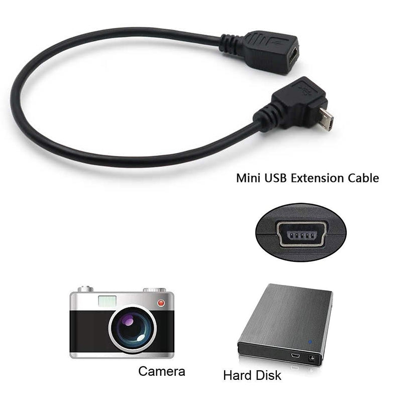 90-Degree-Mini-USB-Male-to-Mini-USB-Female-Adapter-Cable,-Length:-25cm