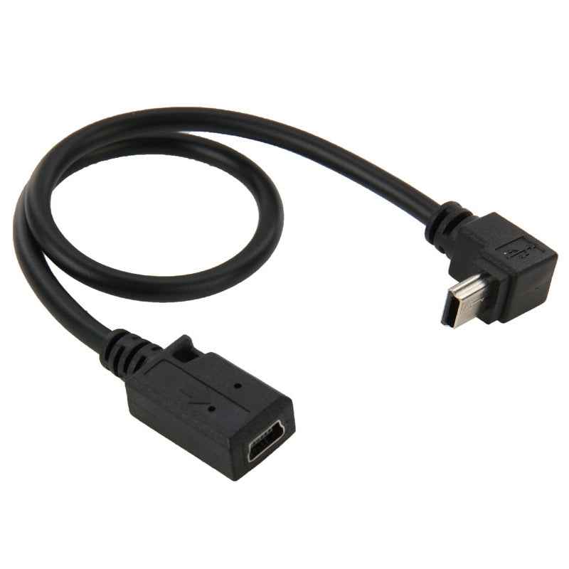 90-Degree-Mini-USB-Male-to-Mini-USB-Female-Adapter-Cable,-Length:-28cm