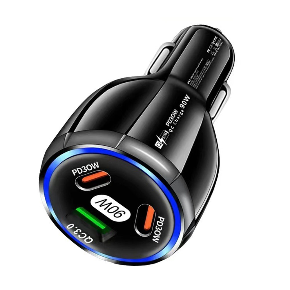 90W-Super-Fast-Charging-USB-C-Car-Charger-Dual-PD-30W+QC3.0-Charging-Station(Black)