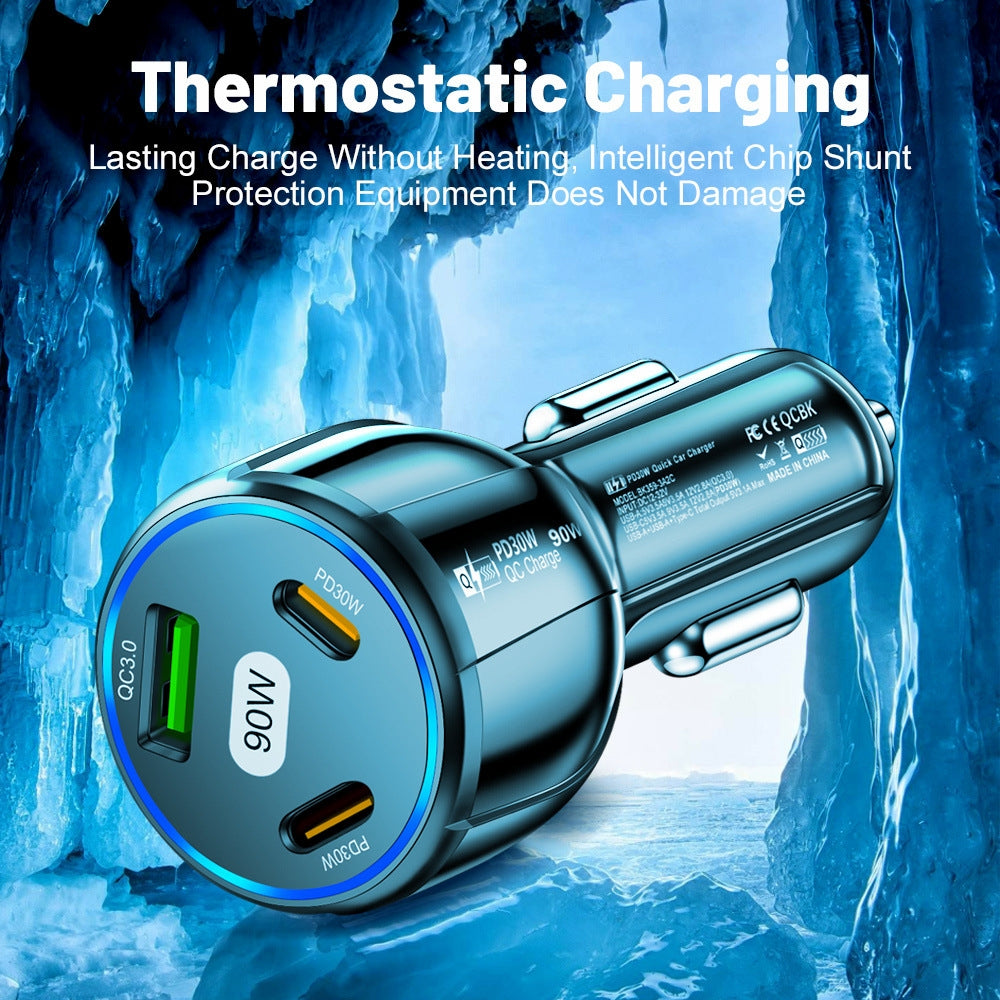 90W-Super-Fast-Charging-USB-C-Car-Charger-Dual-PD-30W+QC3.0-Charging-Station(Black)