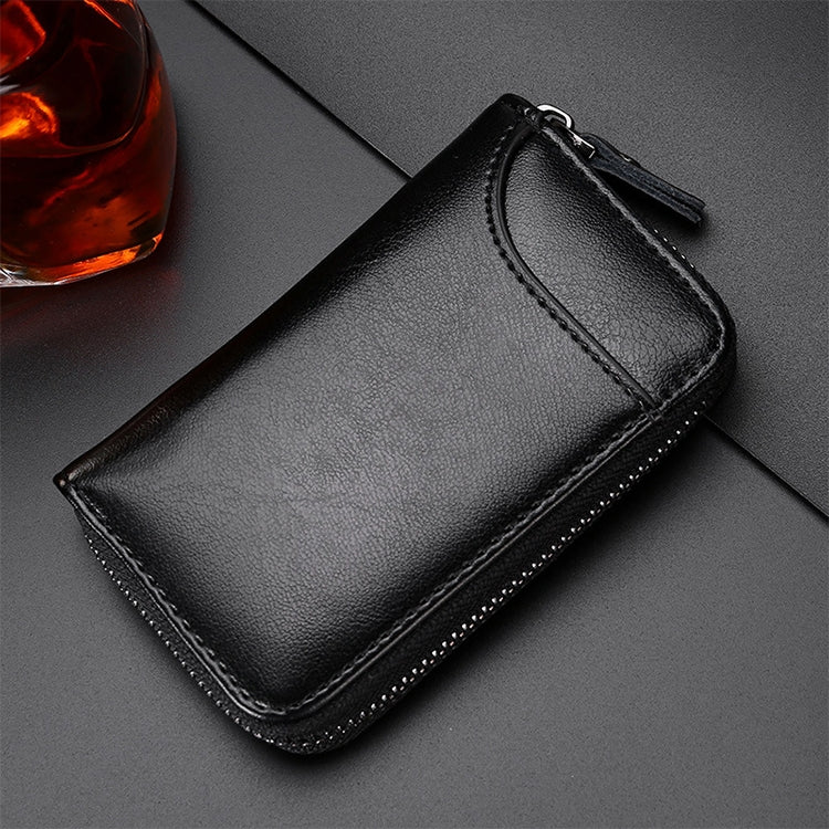 9106-Large-capacity-Zipper-Leather-Keys-Holder-Bag-Multi-function-Wallet(Black)
