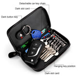 9106-Large-capacity-Zipper-Leather-Keys-Holder-Bag-Multi-function-Wallet(Black)