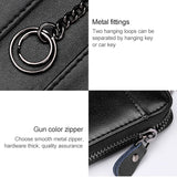 9106-Large-capacity-Zipper-Leather-Keys-Holder-Bag-Multi-function-Wallet(Black)