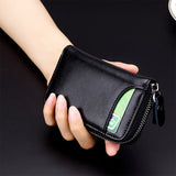 9106-Large-capacity-Zipper-Leather-Keys-Holder-Bag-Multi-function-Wallet(Black)