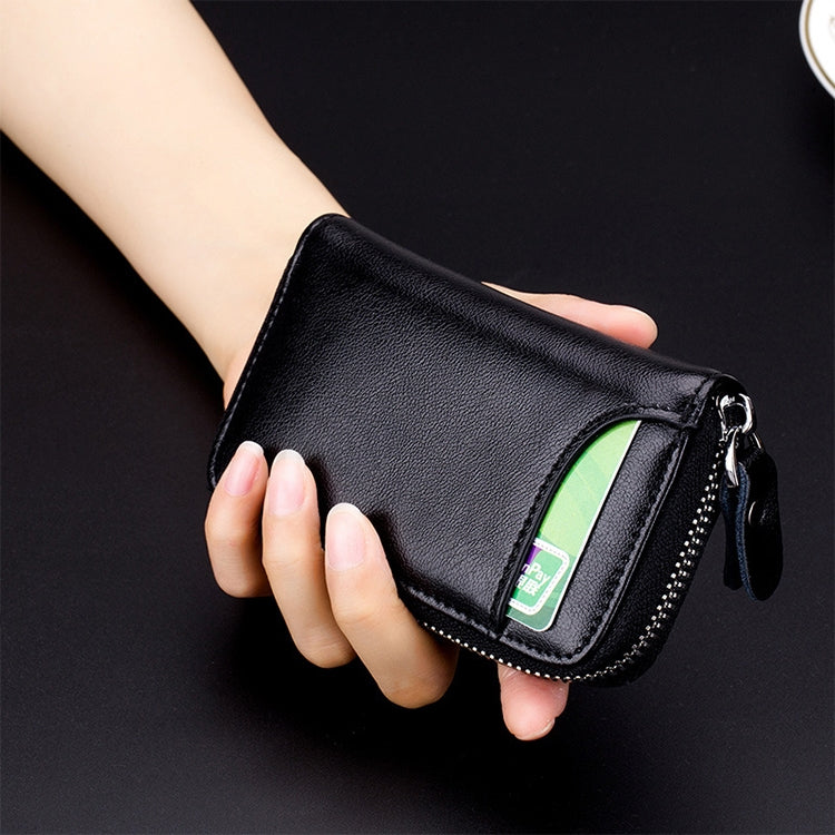 9106-Large-capacity-Zipper-Leather-Keys-Holder-Bag-Multi-function-Wallet(Black)