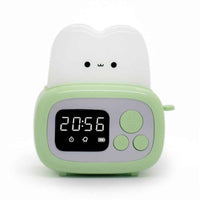 MW-NZ-05 Cartoon Toaster Night Lamp Rechargeable Table Clock Alarm Timer - Green