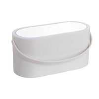 Travel Makeup Organizer Built-In Mirror Rechargeable Cosmetic Storage Box with LED Light - White