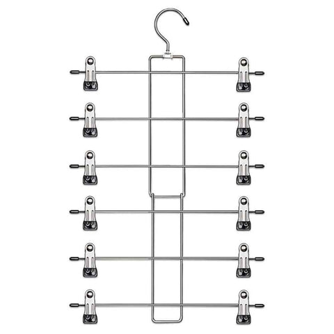 Foldable 6-Layer Wardrobe Storage Hanger 360-Degree Rotating Hook Clips Design Pants Skirt Clothes Hanger - Black
