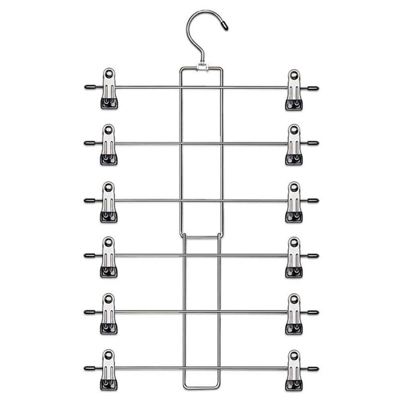Foldable 6-Layer Wardrobe Storage Hanger 360-Degree Rotating Hook Clips Design Pants Skirt Clothes Hanger - Black