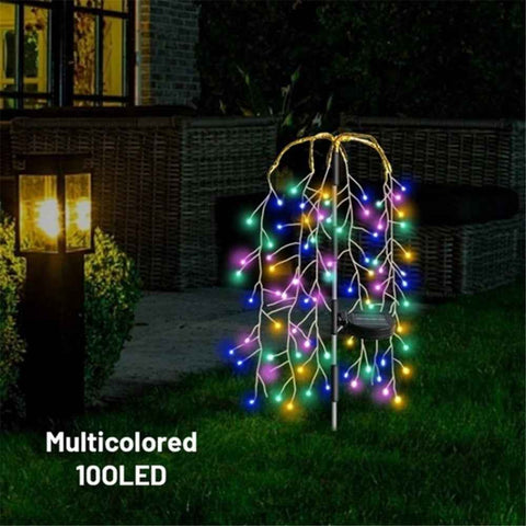 100LED Ground Insert Solar Fireworks Light Courtyard Garden Lawn Decoration Simulation Fireworks Light - Colorful Light