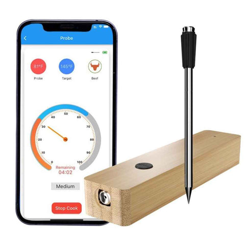 Smart Wireless Food Thermometer Eject Design Stainless Steel Probe Bluetooth-compatible Meat Thermometer - Single Probe