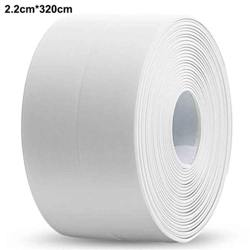 Sealing Strip Shower Sink Bathtub Caulking Tape PVC Self-Adhesive Waterproof Wall Tape for Bathroom Kitchen - White / 2.2cmx3.2m