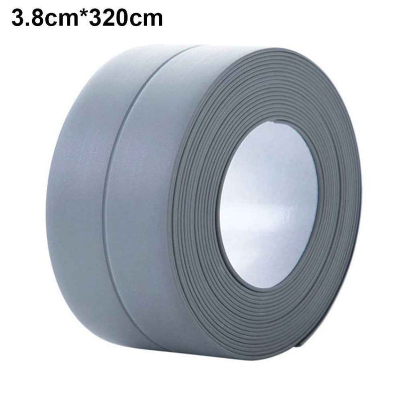 Sealing Strip Shower Sink Bathtub Caulking Tape PVC Self-Adhesive Waterproof Wall Tape for Bathroom Kitchen - Grey / 3.8cmx3.2m